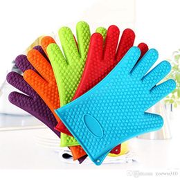 Hoge temperatuurbestendige keuken siliconen enkele handschoenen anti-hot bake waterdicht antislip magnetron gebruik siliconen katoen handschoenen WDH0140 T03