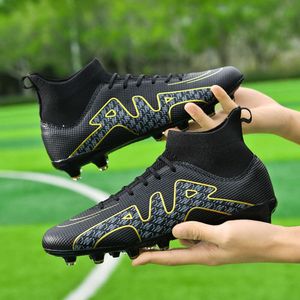 Chaussures de football AG High Top Crampons Chaussures de football TF pour hommes et femmes Noir Rouge Blanc Bleu