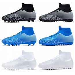 Boots de football hauts Ag tf Women Men Soccer Crames de soccer pour jeunes chaussures de formation professionnelle blanches Black Bleu Couleurs