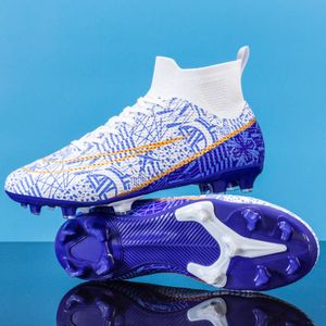 Botas de fútbol altas para hombres, mujeres y niños, zapatos de fútbol AG TF, zapatos de entrenamiento profesionales para jóvenes, negros, azules, blancos y dorados