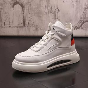 Scarpe da uomo alte in stile italiano eleganti scarpe da sposa Moda in tela traspirante Sport Sneakers casual Punta tonda Cuscino d'aria Stivali da passeggio da guida per affari