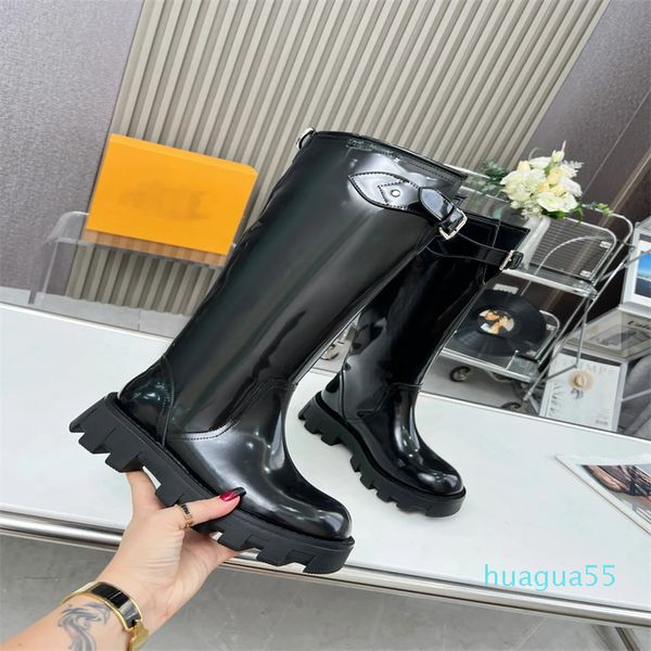 haut haut chevalier cowboy bottes de luxe femmes talon épais désert femme bottes vieille fleur designer épais moto botte ladys mode hiver long tube baril hauts chaussons