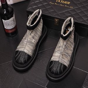 Bottes courtes en Denim rétro pour hommes, montantes, Style britannique rétro, tendance pour jeunes, chaussures décontractées assorties avec tout, 1AA47