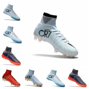Hoge voetbalschoenen heren Wit Goud CR7 Voetbalschoenen Superfly FG V Voetbalschoenen voor kinderen Cristiano Ronaldo Training Sneakers252q