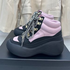 Bottes de ski haut haut de ski chaussures à lame à la cheville épaisse botas de las mujer rond orteil plate-forme plate chaussures printemps automne