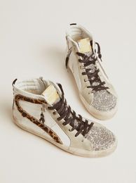 Haut haut de chaussures sales designer de luxe italien vintage paillettes à la main et léopard imprimer des pantoufles slipper xx