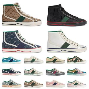 Hoge sneakers Luxe tennisschoenen uit 1977 Heren Dames Italië Groene en rode webstreep Rubberen zool Stretch katoenen canvas Vintage ontwerpersneakers