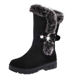 Hoge Top Winter Laarzen Damesmode ZIP UP Warme Sneeuw Bootie Vrouwelijke Fluwelen Pluche Katoen Schoenen Antislip Outdoor Walking Shoes Y0914