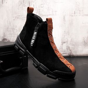 High Top Women Fall Motorcycle Boots Trendy Man's With Snowshoes Casual Youth Ankle Boot Heren Leerschoenen B57