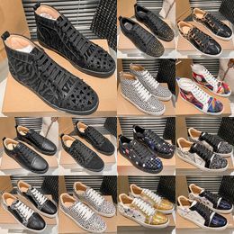 High-tops hardloopschoenen voor heren klassieke designerschoenen lage dames sneakers mode geklonken skateschoenen slangenleer strass-steentjes casual schoenen nieuwe laser pailletten flats