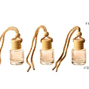 Hoge transparante 6 ml auto hanger parfumfles etherische oliën diffusers cilinder flessen glas aroma parfum's lege container RRD1231