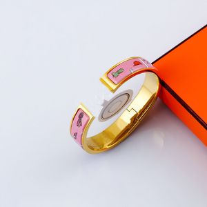 Bracelet en émail à motif classique, 12mm, haute Version, fermoir en acier titane, manchette, bijoux cadeau pour femmes