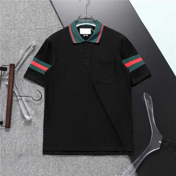 Version haute designer tshirt hommes polo chemise lettre brodée à manches courtes T-shirt hommes poche polos coton tee mode pull sweat vêtements de luxe