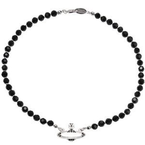 Version haute impératrice douairière vivi du collier pendentif en agate noire de Saturne occidental, multicouche de luxe léger pour femmes de haute qualité