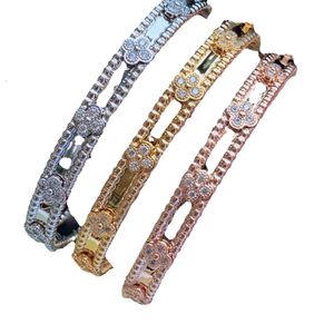 Version haute Fanjia trèfle kaléidoscope femmes édition étroite Bracelet en diamant V Bracelet en or Rose Bracelet
