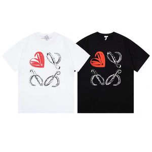 Hoge versie Luo Jia Spring Summer Nieuwe Valentine S Day Limited Love Letter Foam Gedrukt paar Korte mouwen T -shirt