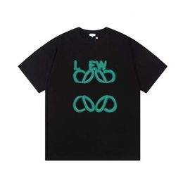 Hoge Versie Luxe Mode Luo Jia Ss Vroege Lente Nieuwe Brief Geborduurde Korte Mouw Paar Gebreide Katoenen T-shirt 24