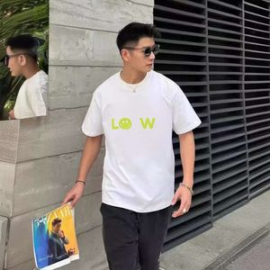 Hoge versie Luxe mode Luo Jia ss vroege voorjaar nieuwe lachende gezichtsbrief afdrukken kort mouwen paar gebreide katoen bedrukt t -shirt