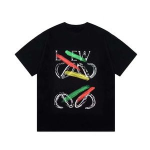 Luo Jia Ss – t-shirt de luxe à la mode, haute Version, arc-en-ciel, lettres Graffiti imprimées en mousse, pour Couple, même t-shirt d'été
