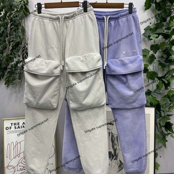 Version haute Pantalons décontractés blancs de marque automne et hiver nouveaux leggings de sac volant en trois dimensions pantalons de rue pour hommes et femmes
