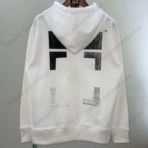 Version haute de la marque Sweat à capuche blanc 2023 Automne / Hiver nouveau Ow noir dégradé Arrow pull de rue pour hommes et femmes