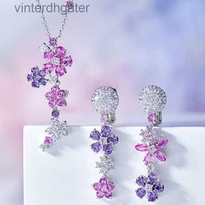 Hoge versie origineel 1to1 merk ketting bringsummer bloemcluster kleurrijke diamant bloem oorbellen en oorbellen 925 designer hoogwaardige choker ketting