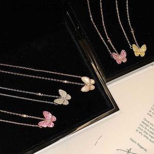 Hoge versie origineel 1to1 merk ketting Vancefe Precision EDITION Volledige diamant oogvlinder ketting met 18k rozenontwerper hoogwaardige choker ketting