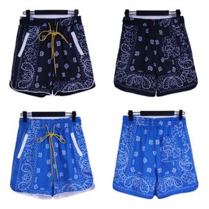 Hoge versie Rhude High Street Casual Cashew Flower Print Loose Drawring Shorts Trend