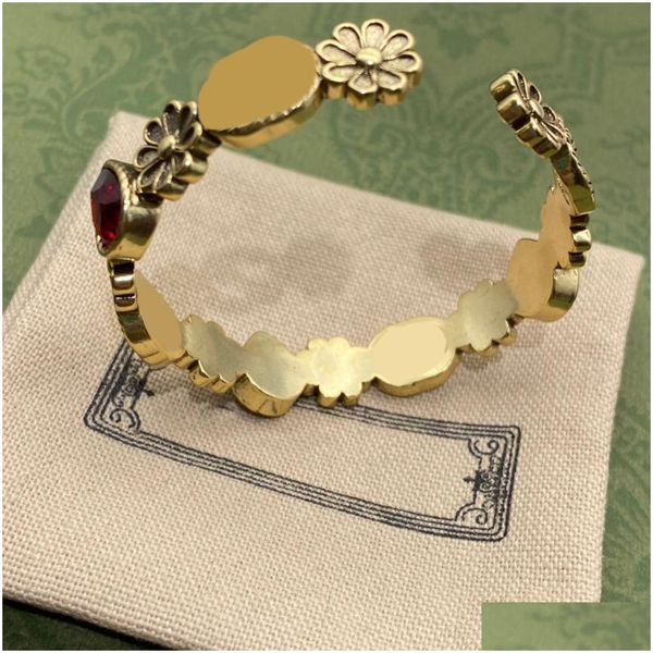 Versión alta V Gold Bangle Women Sier Bracelet Diseñadores de joyas abiertas Flor de oro G para hombres Tigre Party Gift Fashion Drop entrega BR DHOPH