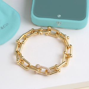 Hoge versie V gouden designerarmband dames heren charmant paar sieraden ketting gespvorm zeer goede Valentijnsdagcadeaus en verjaardagscadeau