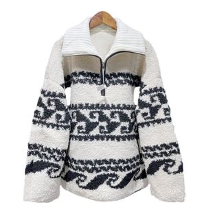Hoge versie dames 2024Isabel Marants Etoile Marner losse truien dames pullover truien fleece jas met halve rits revers polo's jassen kleding