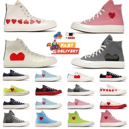 Haute Vintage Comme Des Garcons X 1970s Toile Chaussures Designer Femmes Hommes All Star Classic 70 Chucks Taylors Low Multi-Heart Flat Trainers Baskets De Sport