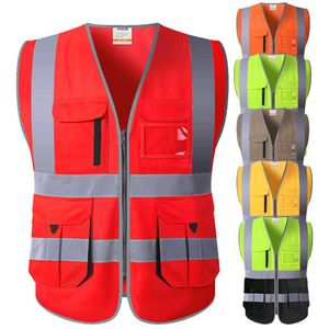 Gilet réfléchissant Gilet de sécurité haute visibilité réfléchissant avec poches et fermeture éclair Construction veste haute visibilité