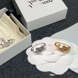 High Viviane Westwood Empress Dowager liefde diamant ingelegde ring veelzijdige persoonlijkheid Saturn Love English Letters paar matching ring