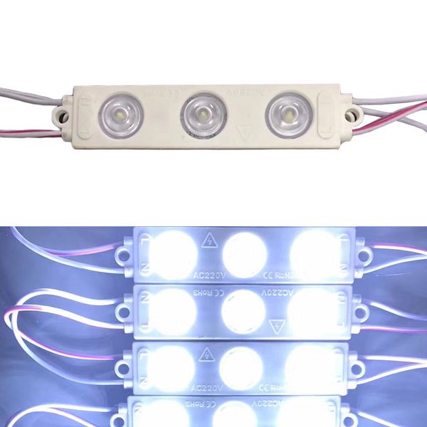 Modules Led haute tension 110V 220V, lumière 2835 3Led 1.8W, Modules de rétro-éclairage Led par Injection étanche, boîtier avec lentille de couverture