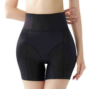 Hoge taille kruis slipje Womane Base Fake Ass Heffen Hip Boxer Vaste Spons Pad Shorting Shorts Onzichtbare Shapewear Y220411