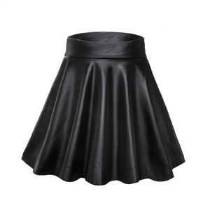 Hoge taille elastische mini korte rok vrouwen faux lederen rokken 240513