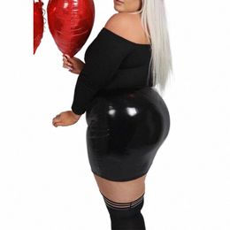 Taille haute Faux Latex Mini Jupes Femmes Plus Taille Bodyc Jupe En Cuir Dames Grande Taille Vêtements 7XL 8XL 9XL 10XL Nouveau Personnalisé Z6Rp #