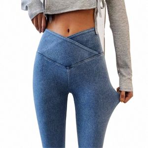 Jeans taille haute 2023 Nouvelles femmes Stretch Denim Pantalon Fi Street Slim Denim Crayon Pantalon Ticking Fesses Femme Pantalon n1u3 #