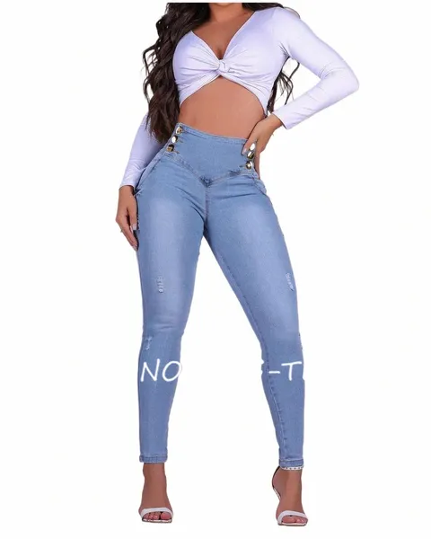 Jeans taille haute Double Butts Ventre Ctrol Stretchy Hotsweet Denim Pantalon Skinny Shine Leggings NOUVEAU 2023 h0Ck #