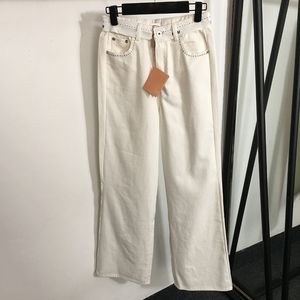 Pantalon en Jean taille haute pour femme, pantalon de luxe avec lettres blanches, Design, saisons, personnalité, pantalon Long