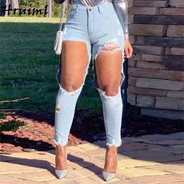 Hoge taille jeans vrouwen skinny fashion casual gepersonaliseerde denim potlood broek grote gat placket met rits pantalones para mujer 210513