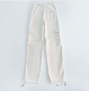 Taille haute poche toteme nouveau coton cordon droit taille haute multi poche pantalon vintage Cargo pantalon femmes