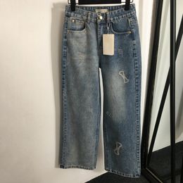 Hoge taille printbroeken damesontwerper Jeans Classic Persoonlijkheid Charme broek Luxe zakontwerp Lange broek
