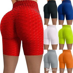 Pantalones cortos activos sexis de cintura alta para mujer, mallas sin costuras, Push Up, Fitness, correr, elástico, Jacquard, pantalones de Yoga, Capris