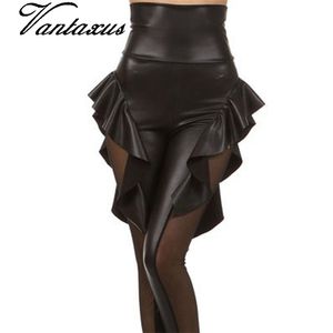 Taille haute sexy faux cuir leggings femmes gothique pantalon noir discothèque combinaison dame gril punk catsuit pantalon de fête 211215