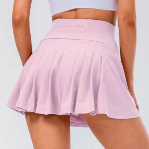 Taille haute Skort Yoga Align Tennis Wear Jupe plissée Courir Jupes athlétiques Femmes Sports Fitness Robe avec leggings de poche p8cm #