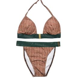 Traje de baño de cintura alta Conjunto de bikinis para mujer Traje de baño de diseñador con estampado de letras Traje de baño sexy sin espalda 177Y