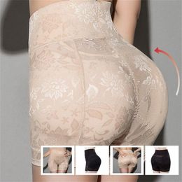 Cintura alta Mujeres Body Shaper Sin costura Bum Lifter Falso Culo Acolchado Bragas Encaje Hip Mejora Ropa interior Fajas Lencería sexy Y200270A