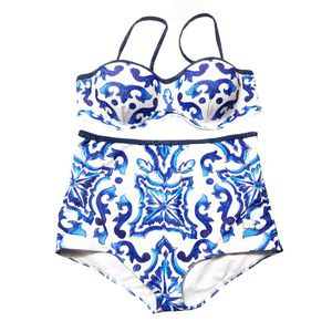 Maillot de bain fendu taille haute pour femmes, maillot de bain de styliste imprimé à la mode, maillot de bain deux pièces